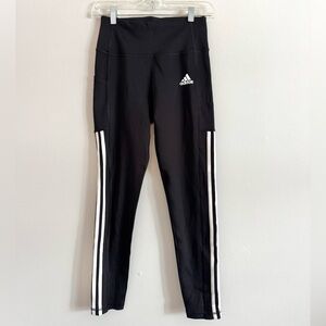 Adidas Aeroready womens Black and White Striped Leggings w pockets S new